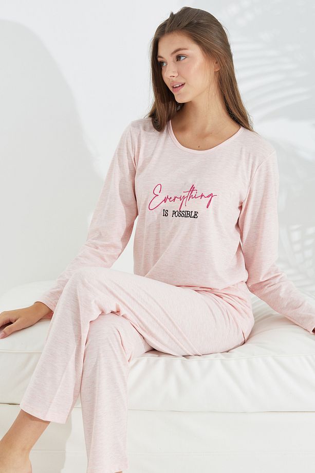 Pamuklu Örme Pijama Takım - 1