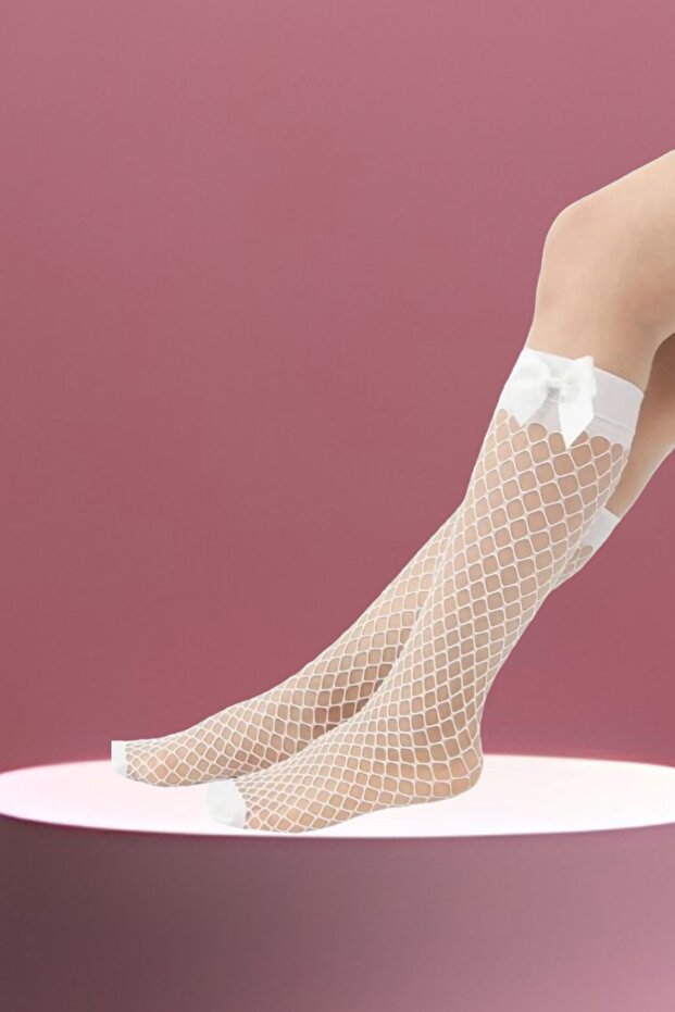 Girl's Mesh Knee-high Socks with 3 Pairs of Bows