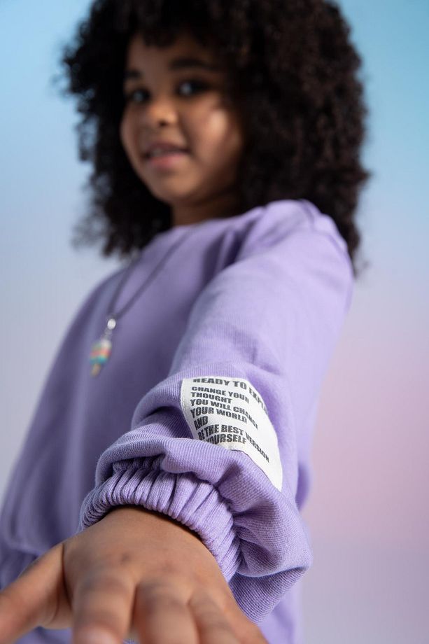 Kız Çocuk Bisiklet Yaka Kalın Sweatshirt - 5