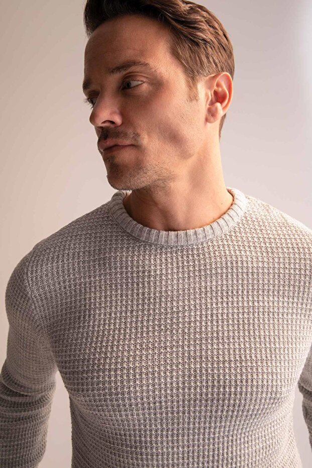 Regular Fit Bisiklet Yaka Triko Kazak - 3