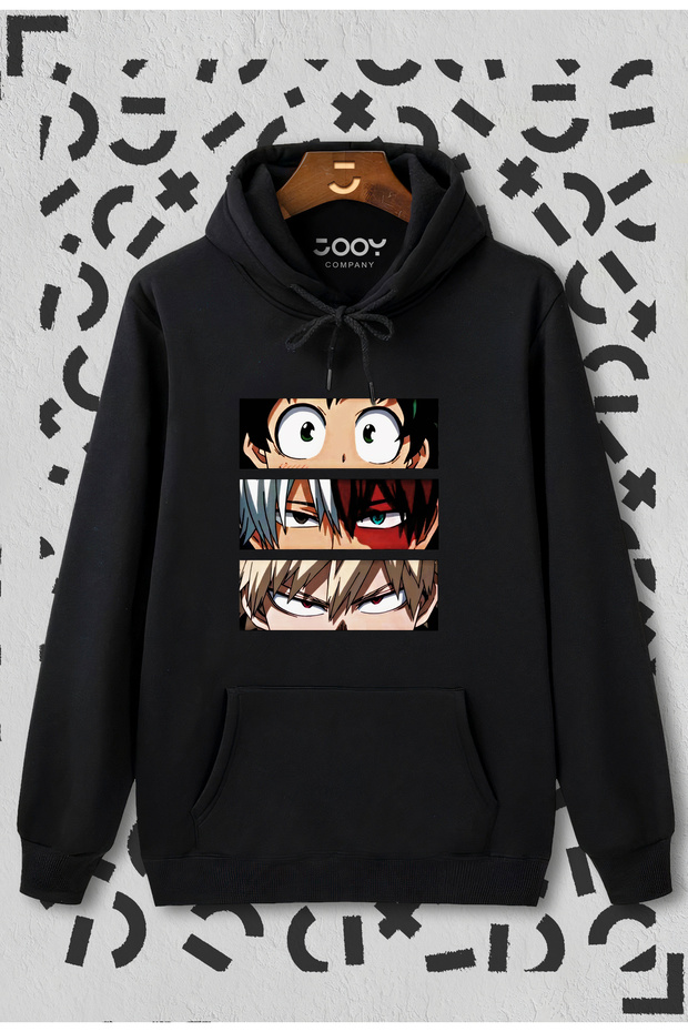 Unisex Black My Hero Academia Hooded Sweatshirt