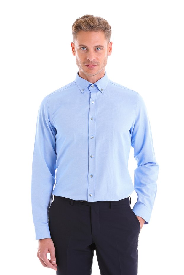 Navy Blue Comfort Fit Printed Cotton Slim Collar Long Sleeve Classic Shirt