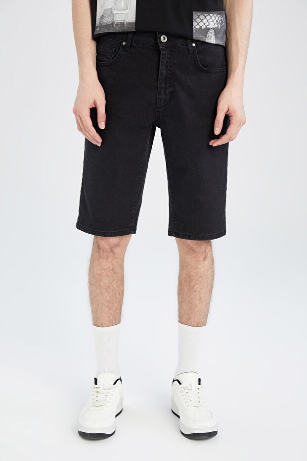 Regular Fit Jean Bermuda Şort - 1