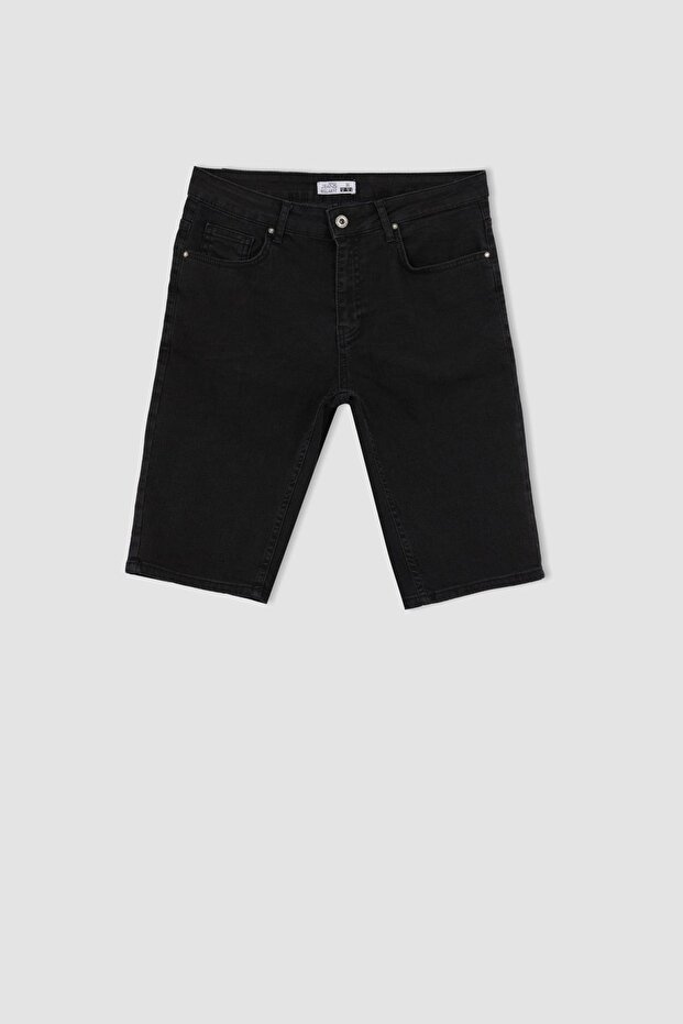 Regular Fit Jean Bermuda Şort - 5