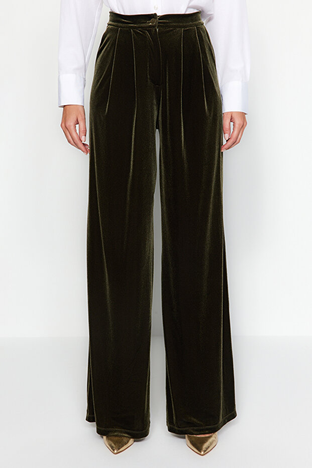 Limited Edition - Khaki Velvet Trousers Tpraw23Pl00017 - 5