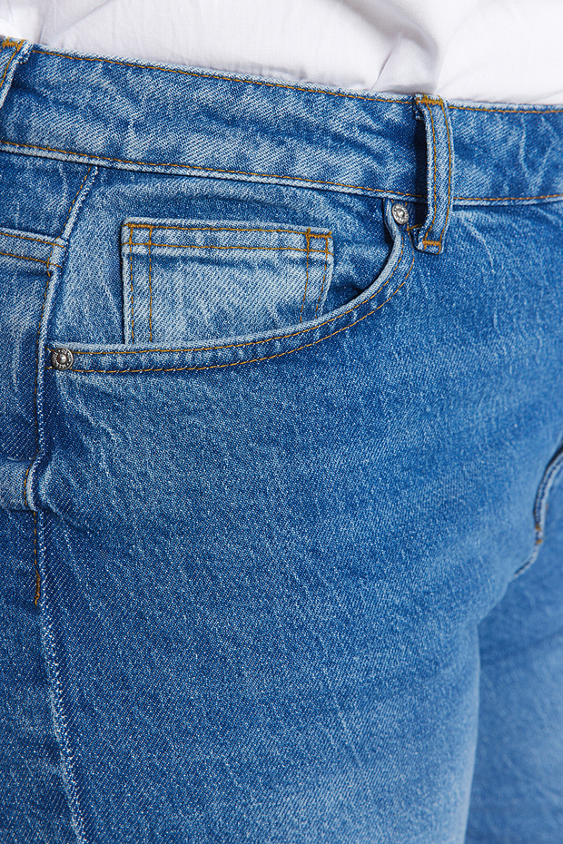 More Sustainable Koyu Mavi Yüksek Bel Comfort/Orta Esnek Straight Fit Jeans TBBAW24CJ00045 - 5