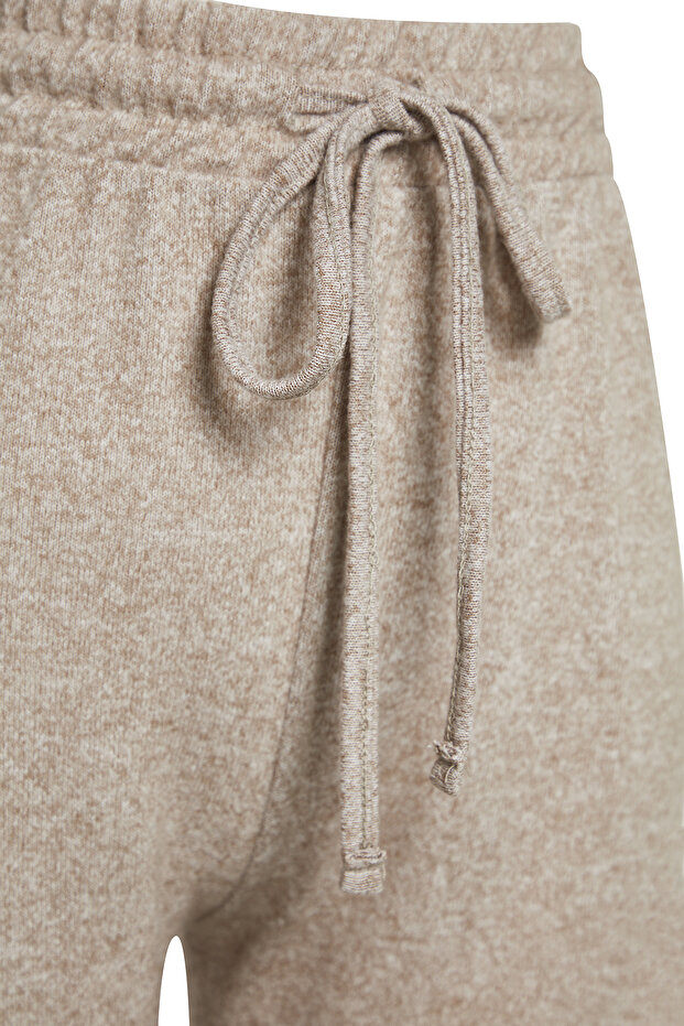 Beżowy zestaw z krótkimi i szerokimi nogawkami/szerokimi nogawkami Yumoş, dzianinowy dół i góra TWOAW23AU00125 - 8