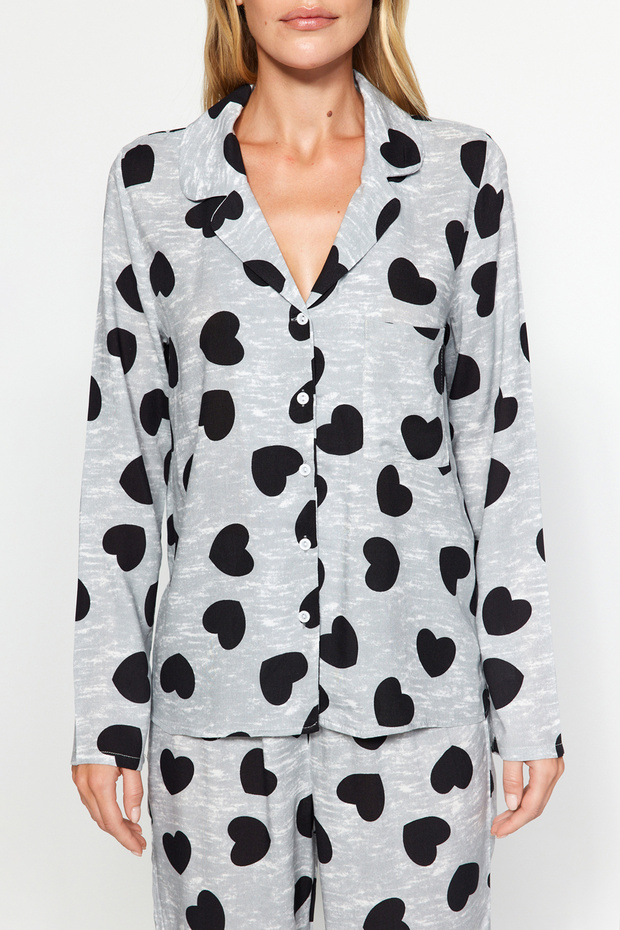 Komplet piżamowy z wiskozy w kolorze szarym w kształcie serca Thmaw21Pt0936 - 4