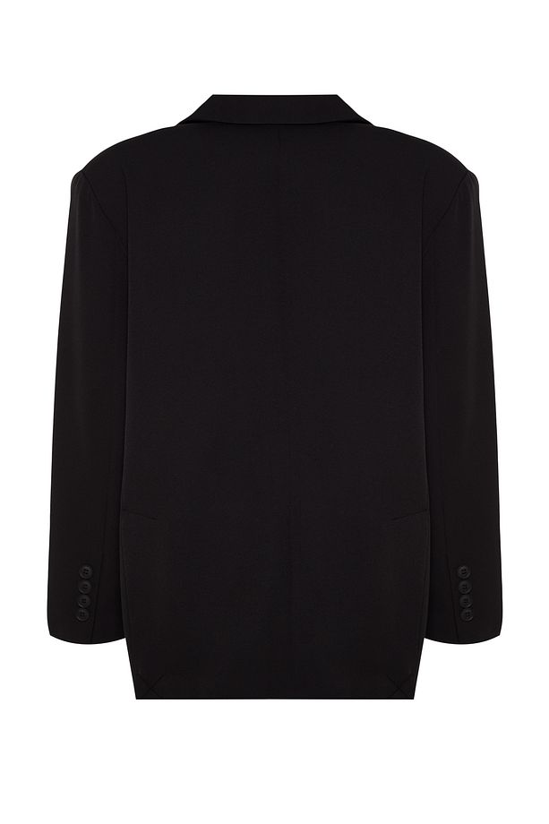 Siyah Dokuma Ekstra Oversize Blazer Ceket TWOAW24BC00107 - 10