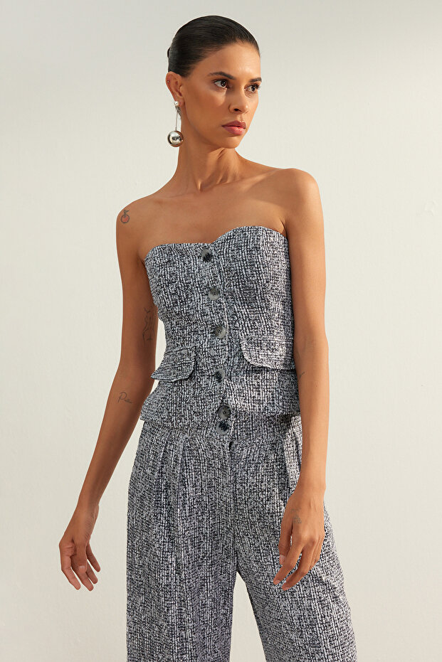 Multicolored Shiny Sequin Sequin Bustier TPRAW24BS00028 - 1