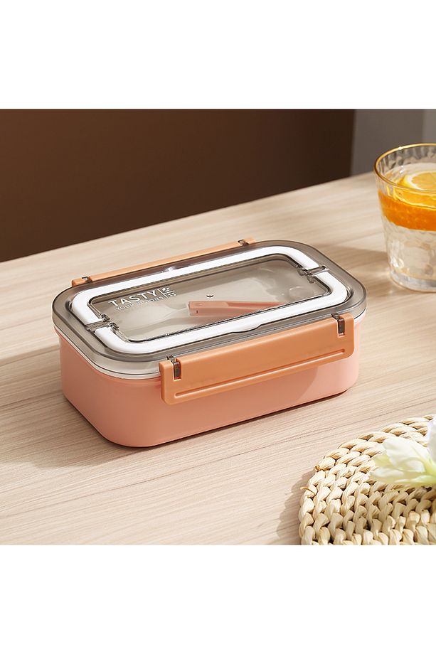 Bento 800ml Lunchbox Yeni Koleksiyon Tek Katlı Tek Bölmeli Çelik Sefer Tası Yemek Kutusu - 1