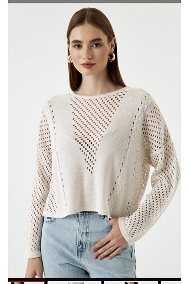 Crew Neck Openwork Knitwear - 1