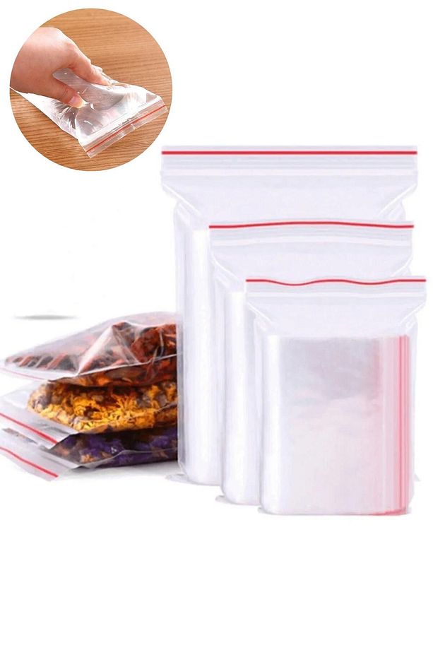 Kilitli Poşet 15x18 100 Adet Buzdolabı Poşeti Şeffaf Naylon Torba Kilitli Saklama Poşeti - 1