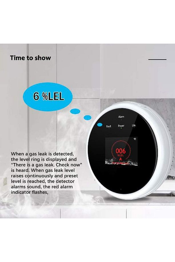 Tuya Wifi Doğalgaz Sensörü Ev Akıllı Yanıcı Gaz Alarm Dedektörü Alexa, Google Assistant - 5