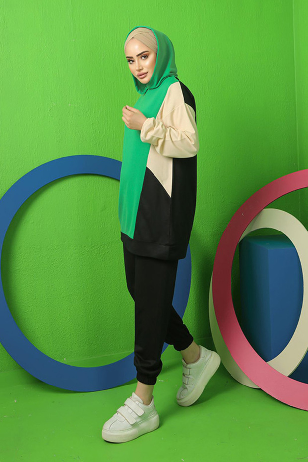 3405 Two Thread Hijab Suit Green - 4