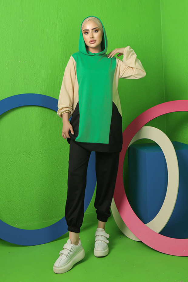 3405 Two Thread Hijab Suit Green - 1
