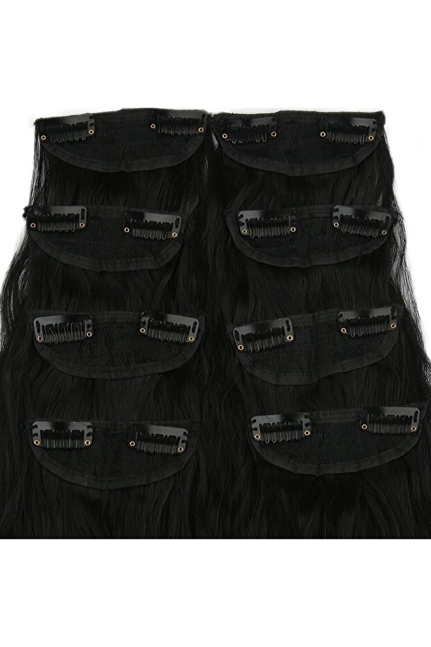 Afro Dalgalı 8 Parça Çıt Çıt - Siyah - 2