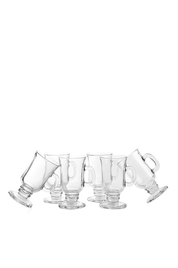6 Adet Ayaklı Kulplu İthal  Irısh Model Latte Mug Sıcak Çikolata Sahlep Bardağı Mug - 4