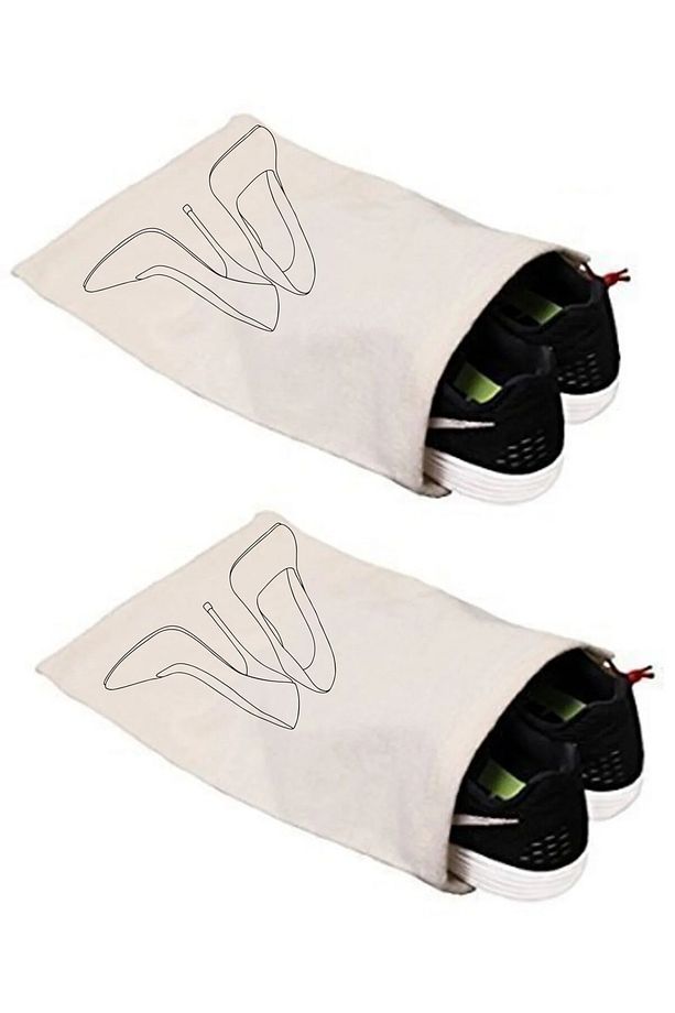 Ham Bez Organizer Ayakkabı Torbası Topuklu Ayakkabı Baskılı (2 Adet) 30x40 - 2