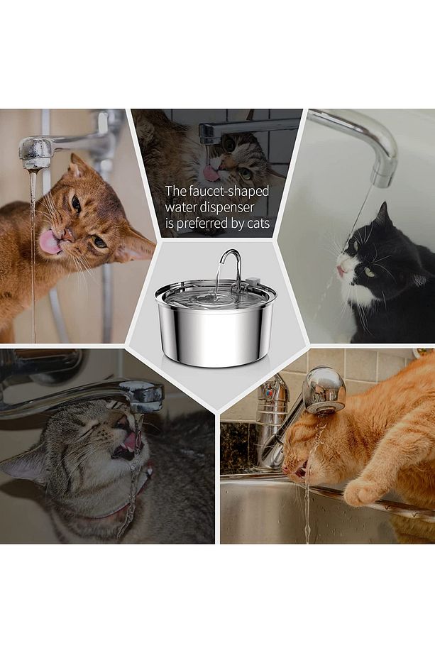 Aryuper Hareket Sensörlü 3.2 L Paslanmaz Çelik Kedi Köpek Için Su Pınarı Su Çeşmesi Su Sebili - 6