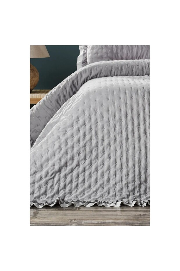 ZEBRA CASA LİMA TEK KİŞİLİK FIRFIRLI YATAK ÖRTÜSÜ GRİ - 3