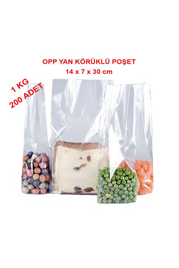Opp Yan Körüklü Torba 14 x 7 x 30 cm Şeffaf Opp Poşet 200 Adet - 1