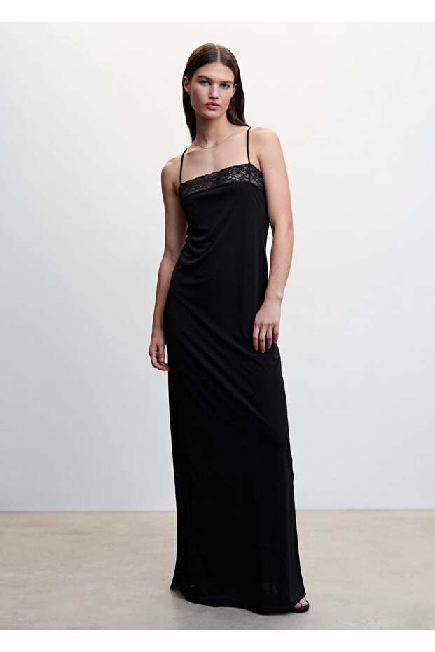 Dantel Detaylı Elbise - 2