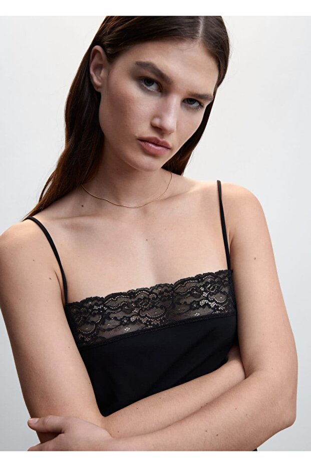 Dantel Detaylı Elbise - 5