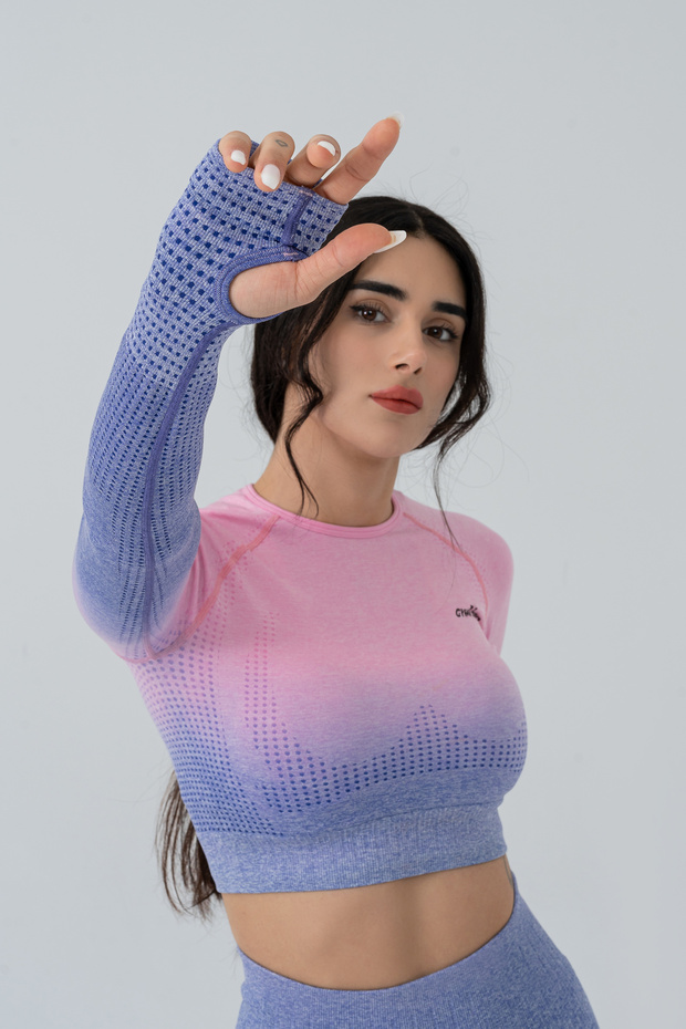Dikişiz Uzun Kollu Crop Top (TEK ÜST) - 1