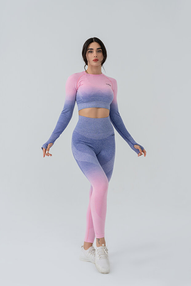 Dikişiz Uzun Kollu Crop Top (TEK ÜST) - 2