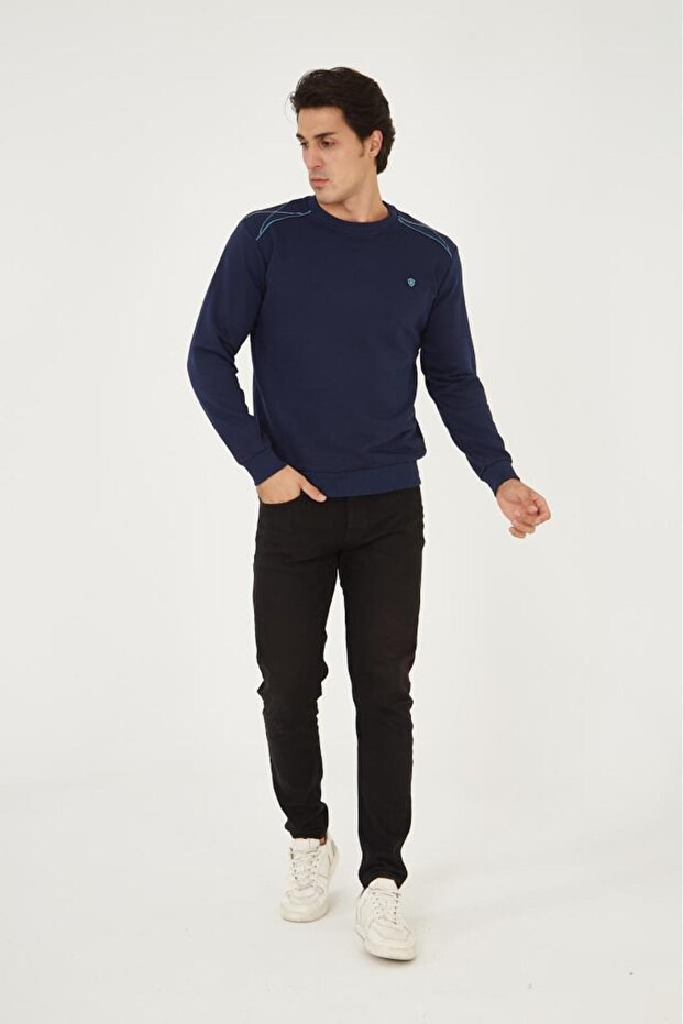 BASIC SWEATSHIRT WITH CYCLING COLLAR SHOULDER DETAIL
