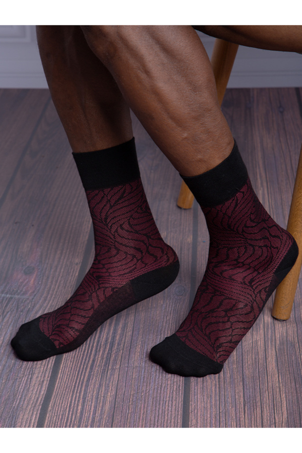 Single Bamboo Leaf Patterned Classic Men's Long Sock Socks - 2