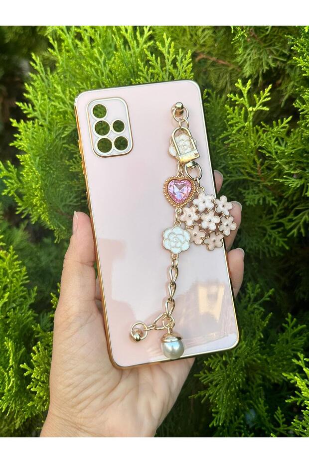 Samsung A71 Compatible Floral Stone Pearl Handheld Laser Cut Shiny Case