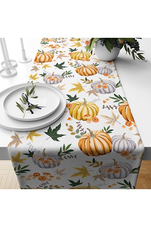 WHITE FLOOR PUMPKINS RUNNER