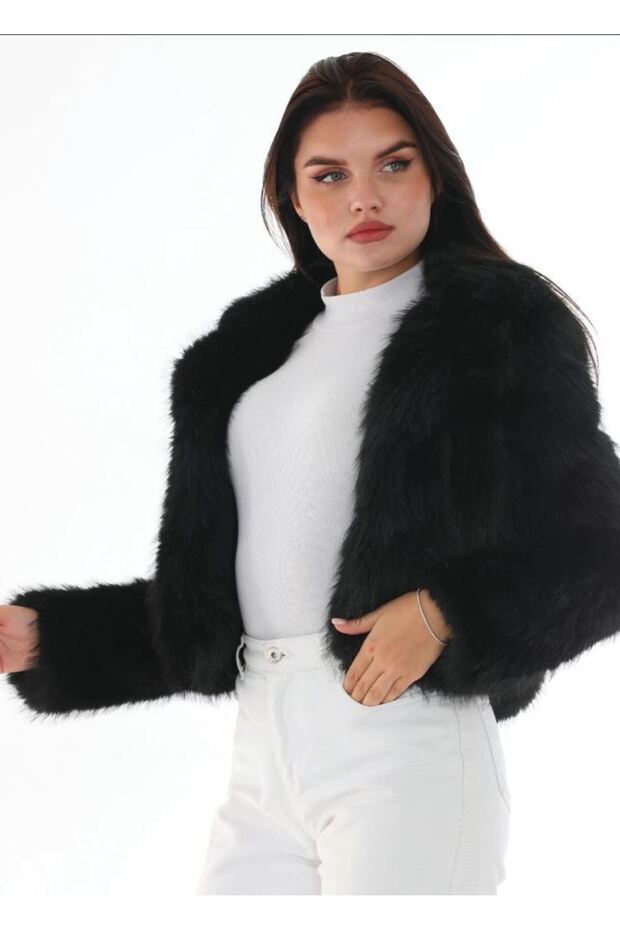 Pluș de damă cu guler șal scurt - 3