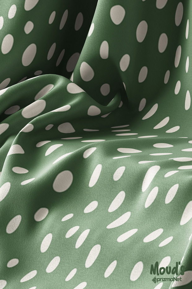 Green Dots Pattern Printed Suede Runner Tablecloth - 4