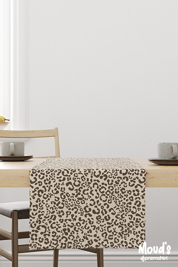 Brown Spots Pattern Printed Suede Runner Tablecloth - 4