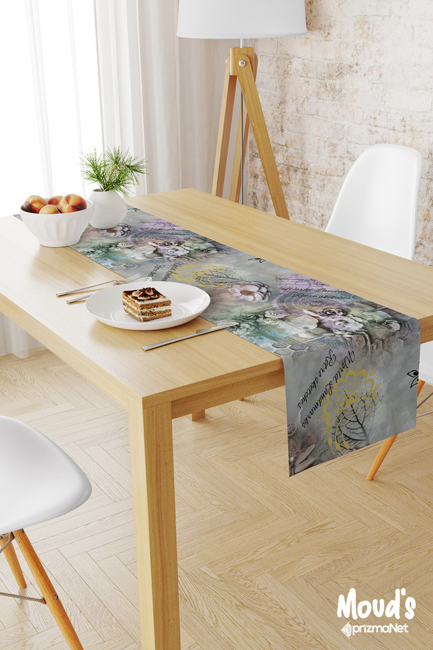 Classic Pattern 2 Patterned Printed Suede Runner Table Cloth - 1