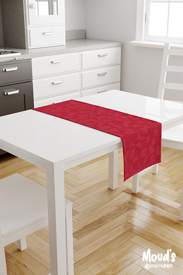 Hearts Pattern Printed Suede Runner Tablecloth - 2