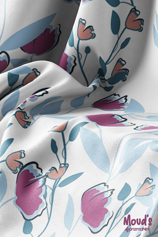 Blue Carnation Pattern Printed Suede Runner Tablecloth - 4