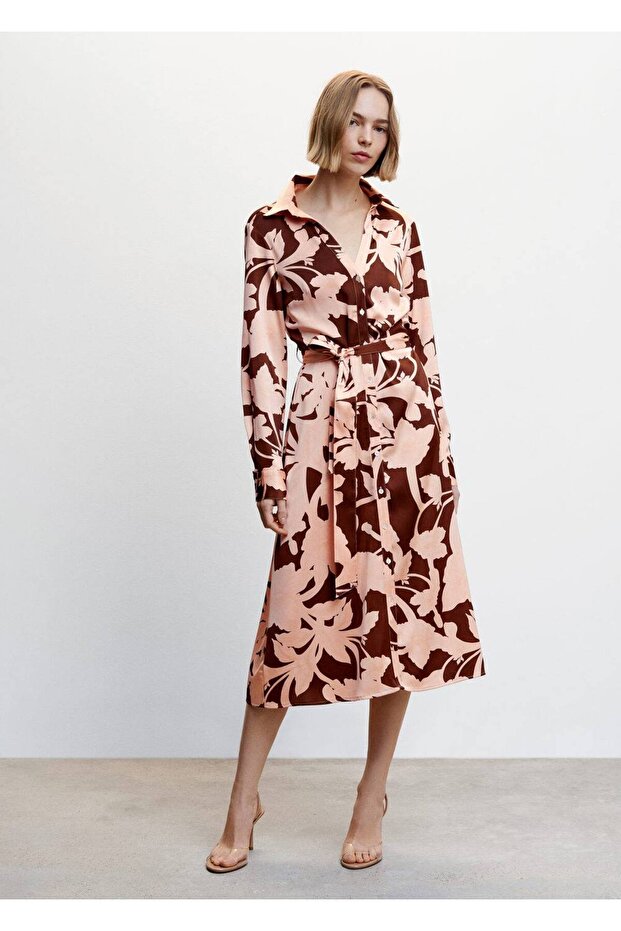 Desenli Gömlek Elbise - 2