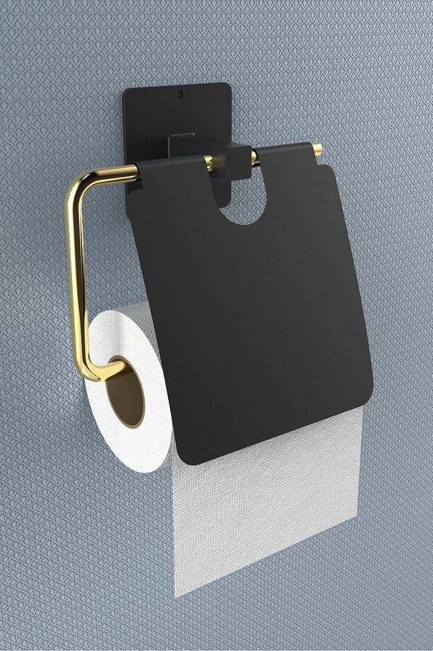 Yapışkanlı Kapaklı Paslanmaz Gold Tuvalet Kağıdı Tutacağı/tuvalet Wc Kağıtlık - 1