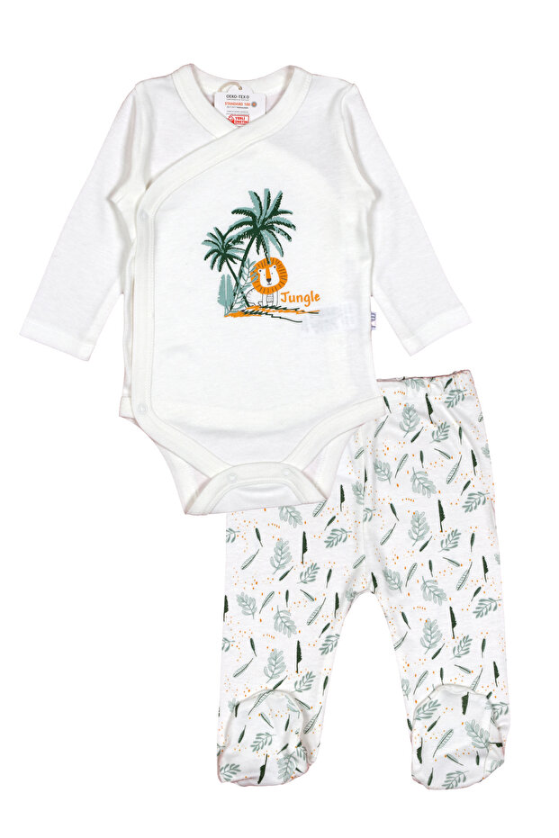 Baby Bottom and Top Set Long Sleeve Snap-On Bodysuit Bottom with Booties Pack of 2 50% Bamboo 50% Cotton Oexo Text