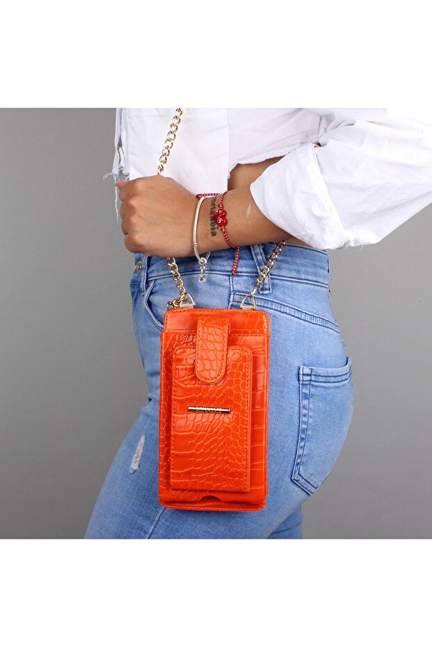 My Valice Leather Crossbody Wallet and Card Holder Compartment Phone Bag 1618 Orange