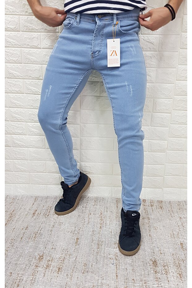 Skinny Fit Lkralı Denim Trousers