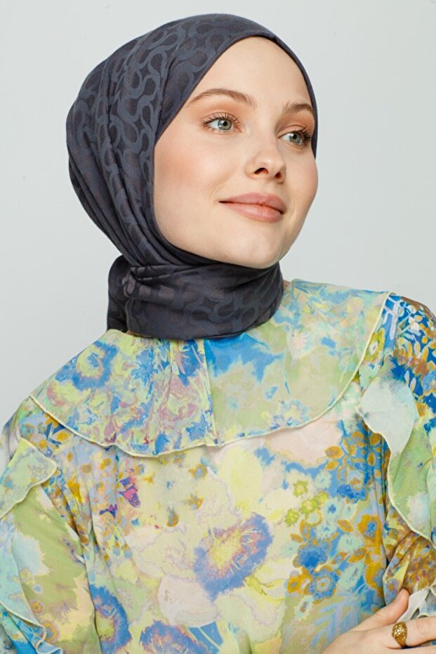 Antrasit Bloom Desen Şal - 3