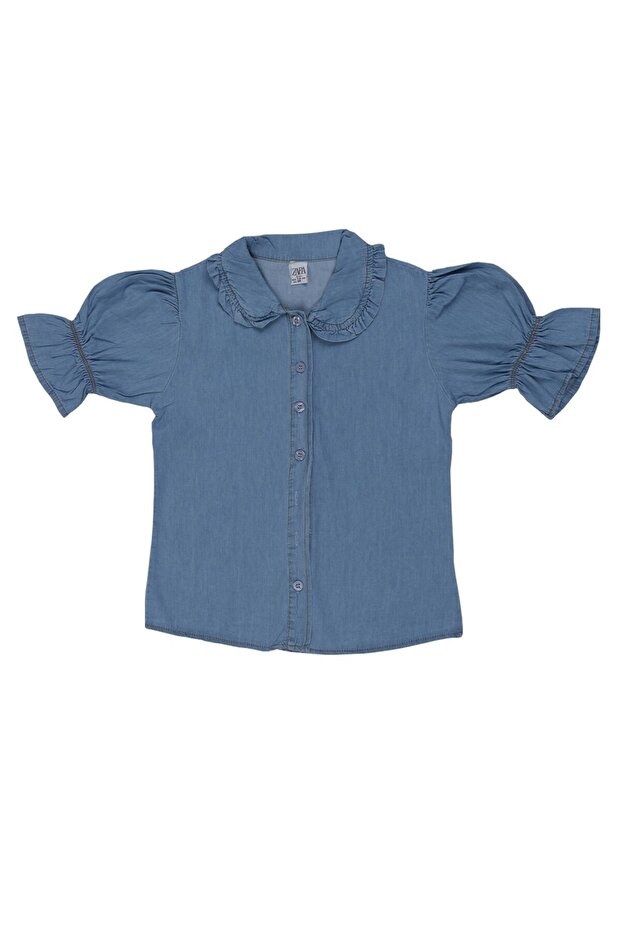 Girl's Denim Short Sleeve Shirt 2261