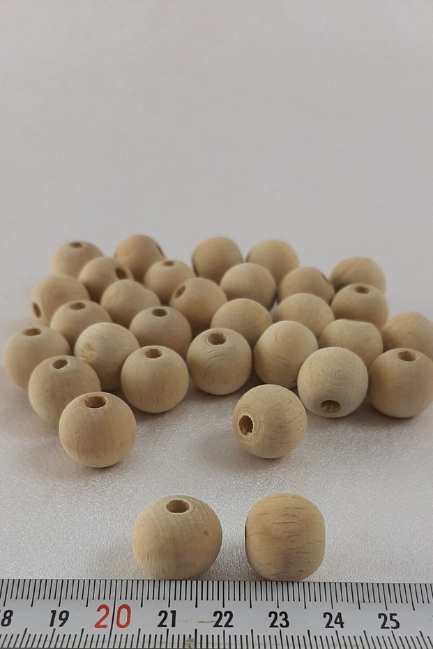 Beads Assortment Natural Color Wooden Beads 15 mm – Beads, Stylish Design, Women's Accessory – Beads