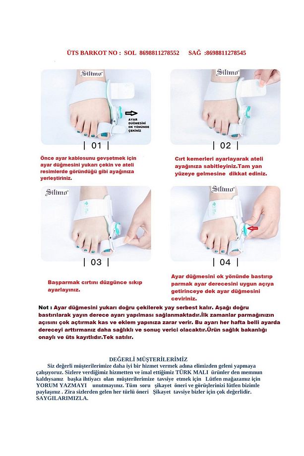 Ayak Baş Parmak Parmağı Kemik Kemiği Çıkıntısı İçin AYARLI Aparat Atel Halluks Valgus Bunyon - 5