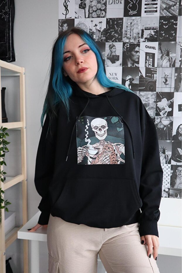 Skeleton Coffee Sweat Sweathsirt 3 Threads Raster Streetwear Hoodie Gofeel